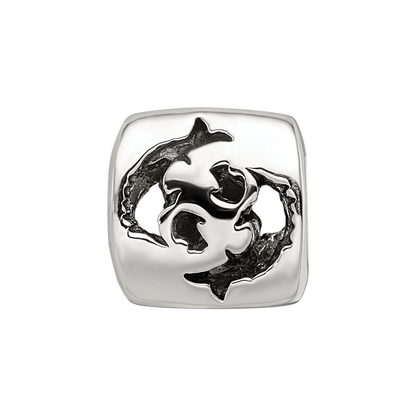 Sterling Silver Reflections Pisces Zodiac Antiqued Bead