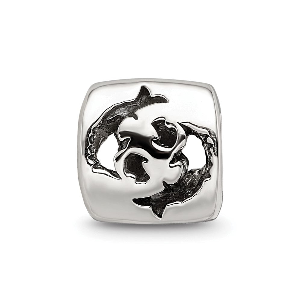 Sterling Silver Reflections Pisces Zodiac Antiqued Bead