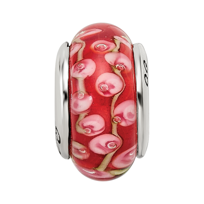Sterling Silver Reflections Pink/Red Hand-blown Glass Bead