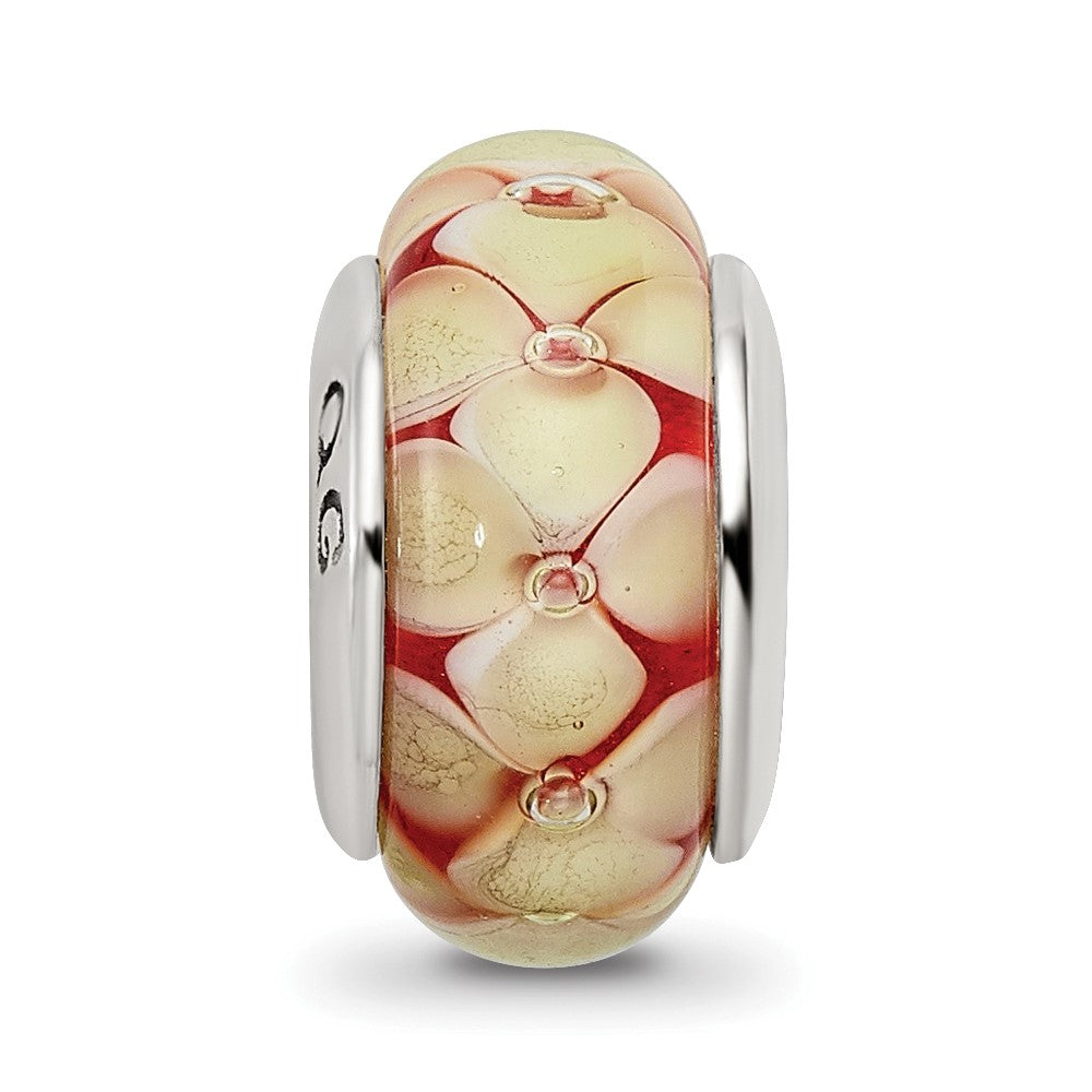 Sterling Silver Reflections Yellow Floral Hand-blown Glass Bead