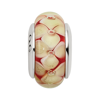 Sterling Silver Reflections Yellow Floral Hand-blown Glass Bead