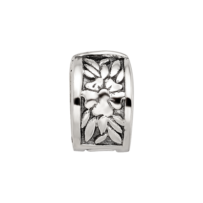 Kids Collection Sterling Silver Reflections Floral Pattern Clip Bead